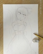 Vakario Vingilio nuotraukoje: anime būrelį lankančios Marijos (12 m.) piešinio eskizas